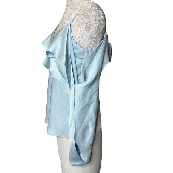 Jonathan Simkhai The Diane Satin Off Shoulder Top in Light Sky Women's Large NWT - Picture 6 of 11